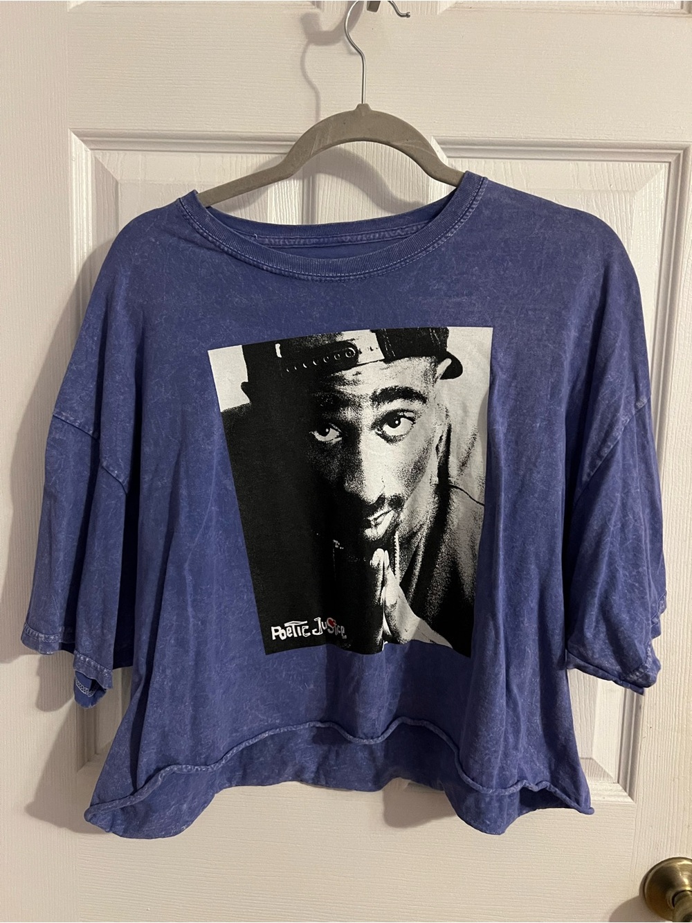 Purple Graphic Short Sleeve Tee with Black & White Print